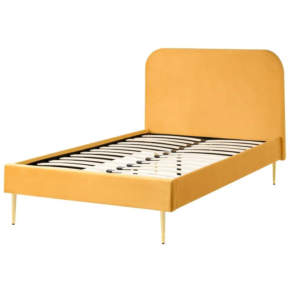 FLAYAT - Eenpersoonsbed - Geel - 120 x 200 cm - Fluweel
