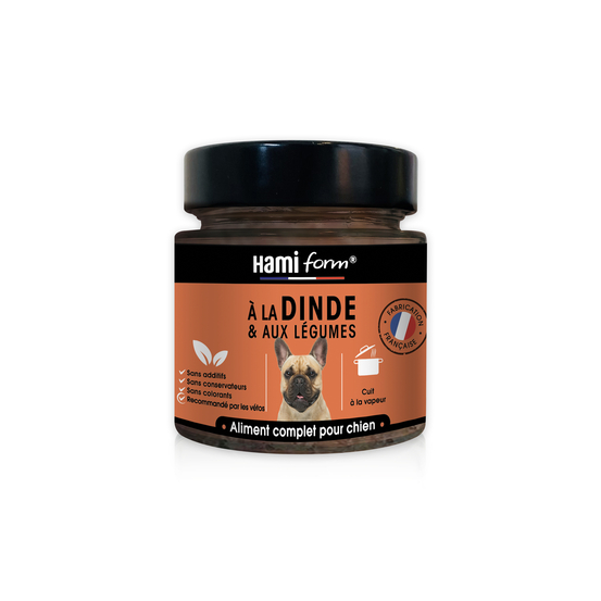 Menu cuisiné pour chien à la dinde et aux légumes 250g