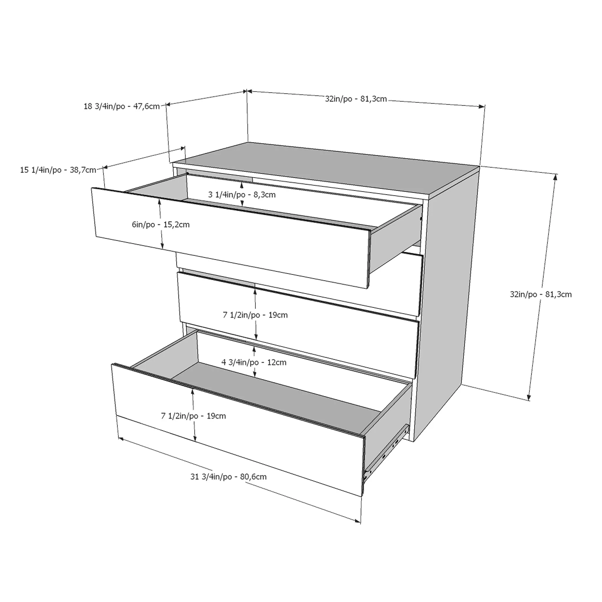 Nexera Bureau 4 Tiroirs Bali - Blanc