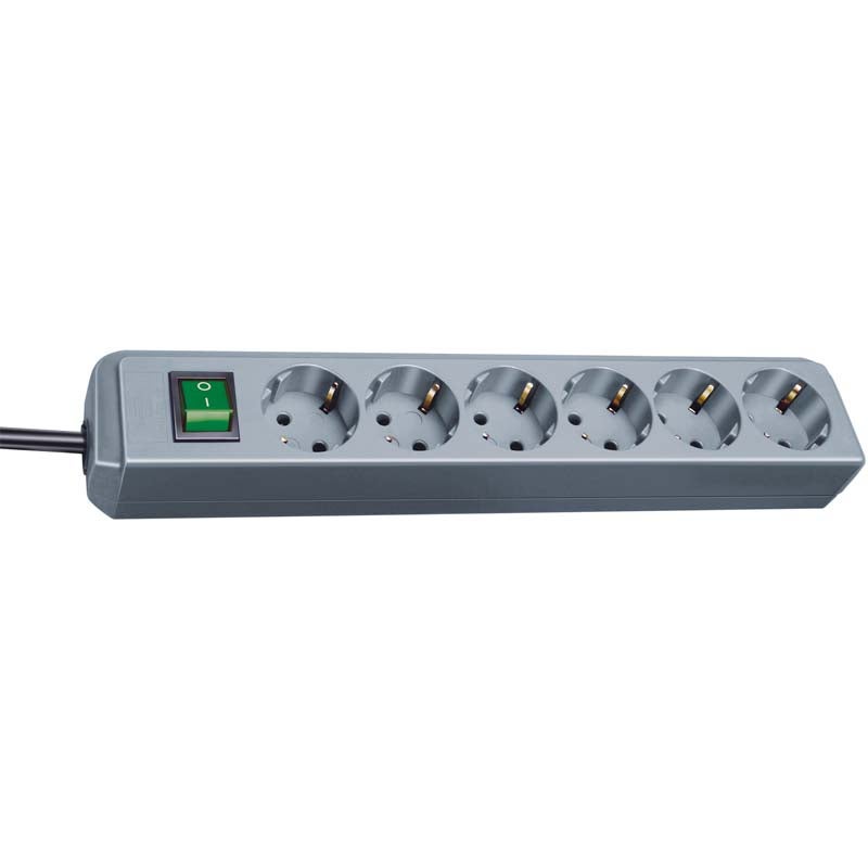 Brennenstuhl ECO-Line 1159540015 6-voudige stekkerdoos met veiligheidsschakelaar zilvergrijs