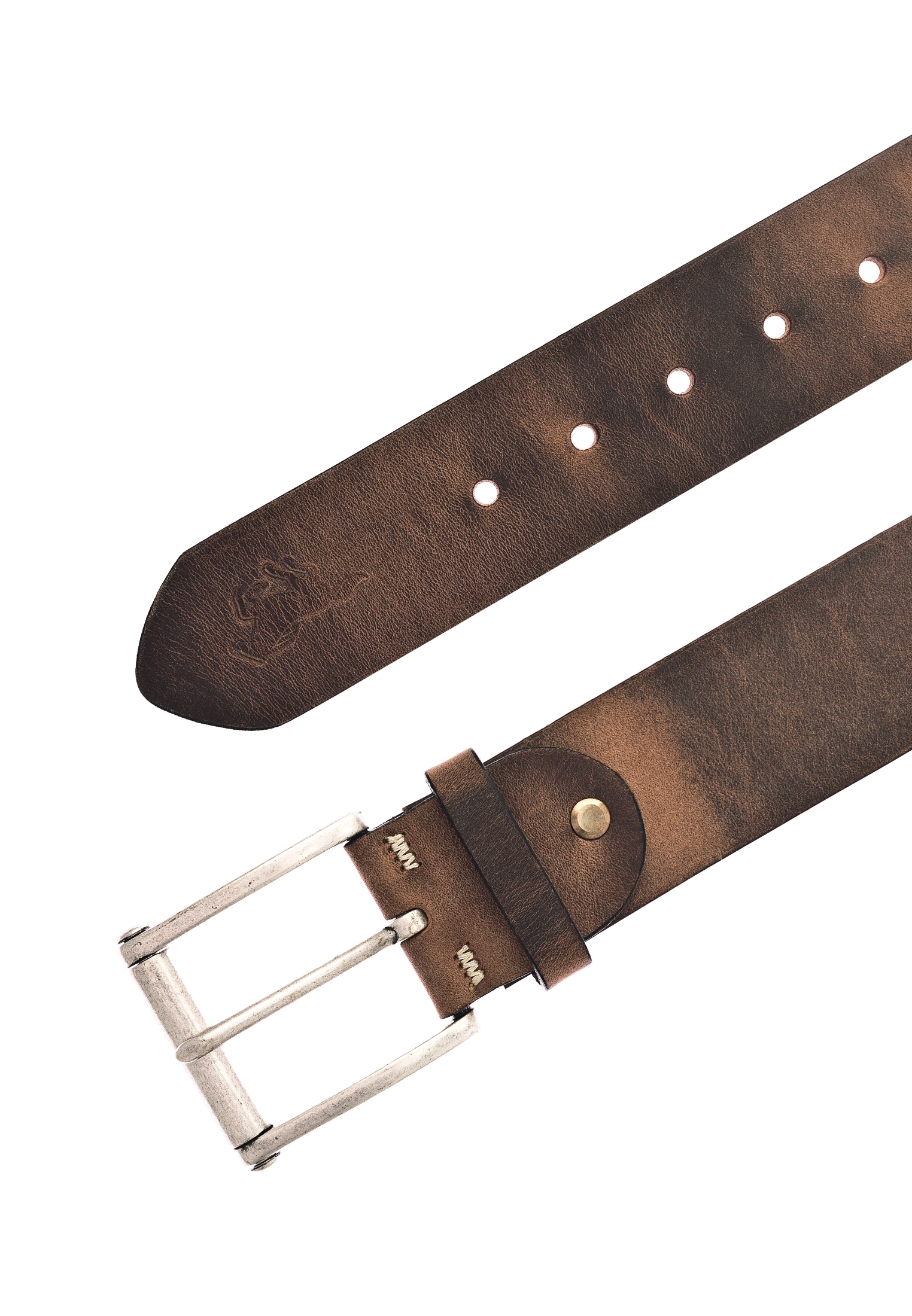 MUSTANG Ledergürtel mit Vintage-Look, Roll-Schliesse, 4,5 cm