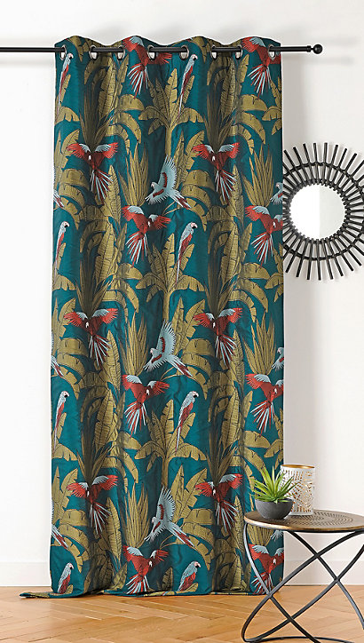 Rideau perruche en polyester Linder L.140 x H.250 cm bleu bleu
