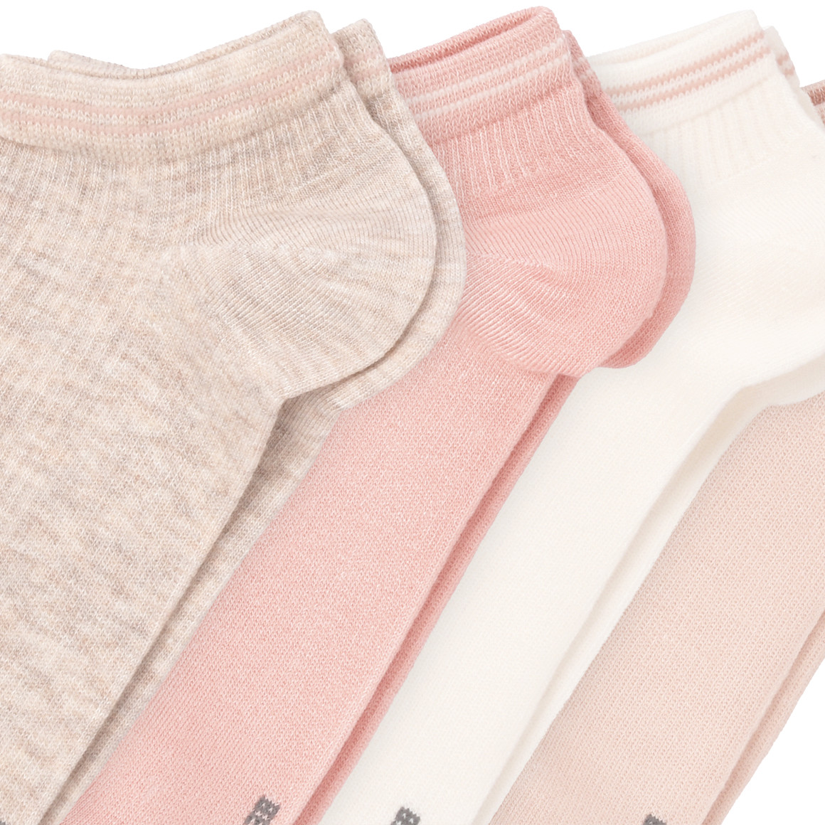 4 Paar Damen Sneaker-Socken im Set weiss / beige / rosa