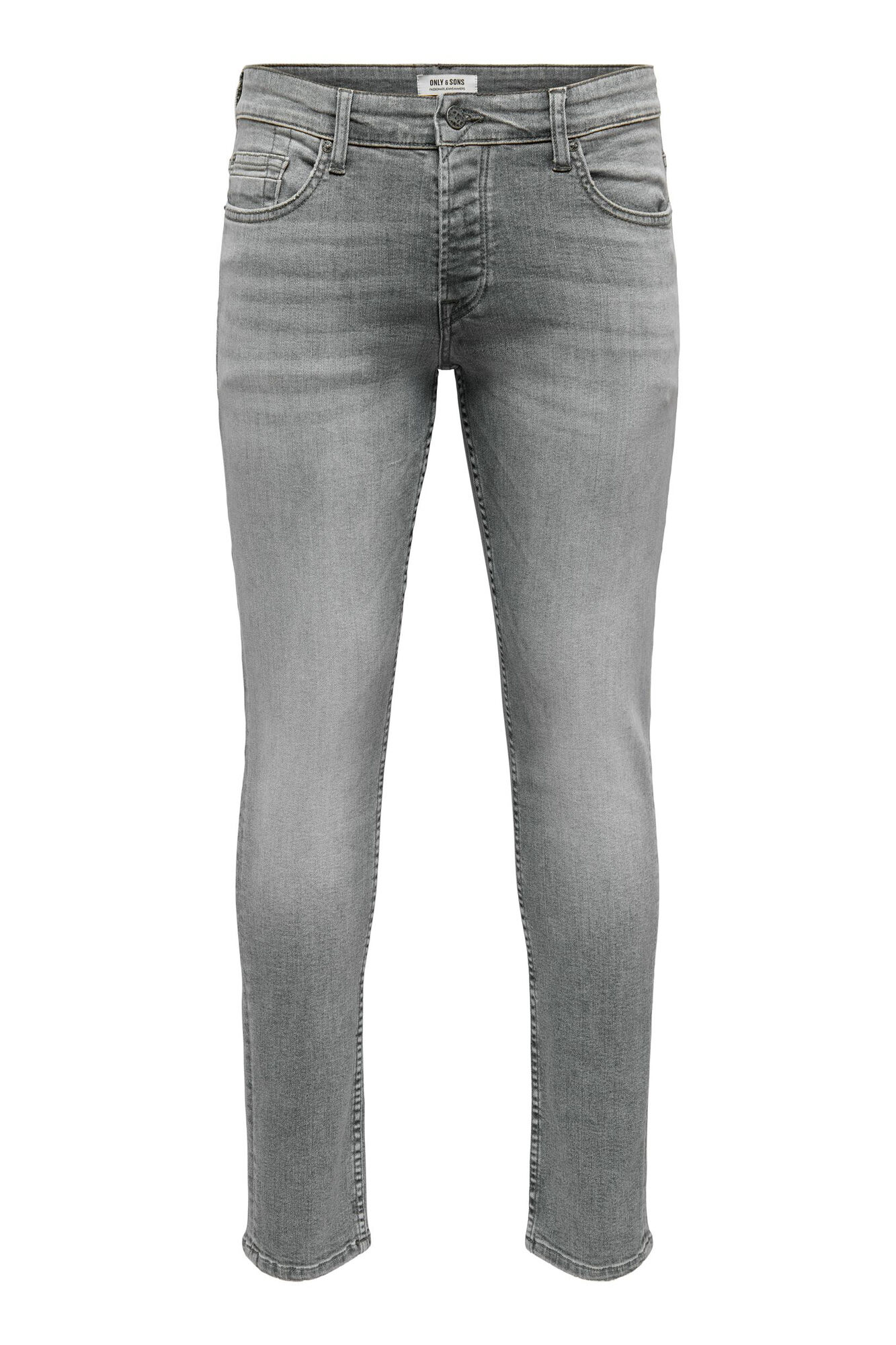 calça jeans slim cinza escuro