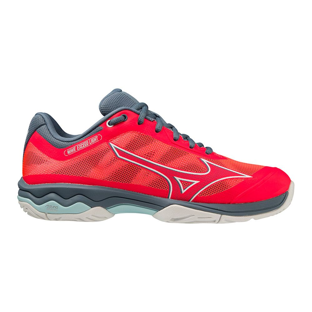 Mizuno WAVE EXCEED LIGHT - Chaussures tennis Femme fiery coral 2/white/china blue