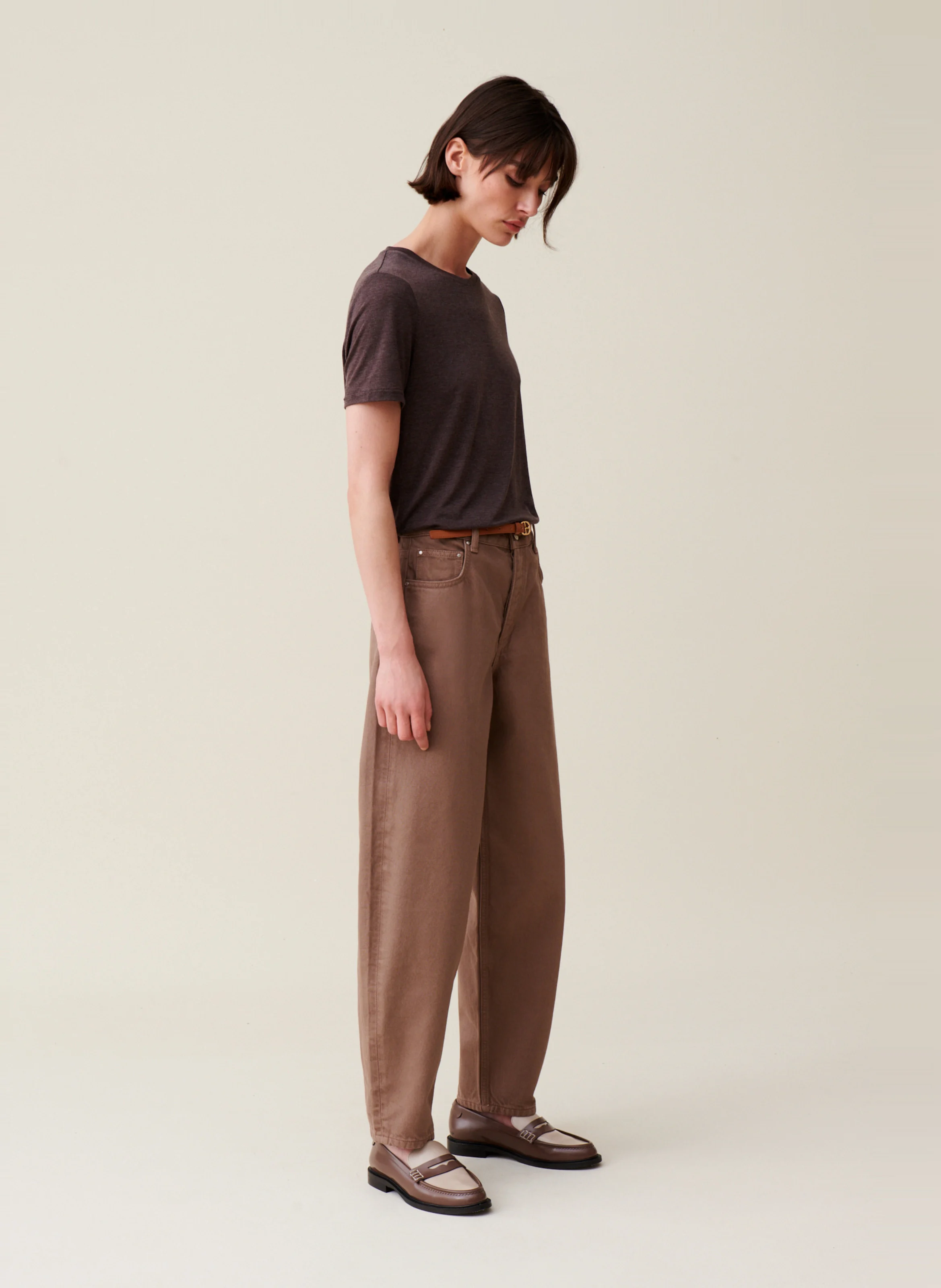 Tee-shirt manches courtes brodé | Marron