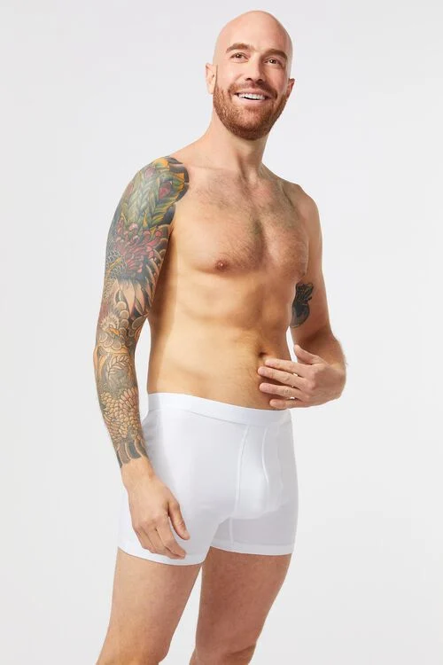 3 boxers homme modèle long coton/stretch blanc