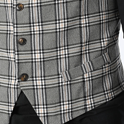 Gilet A Carreaux Gris