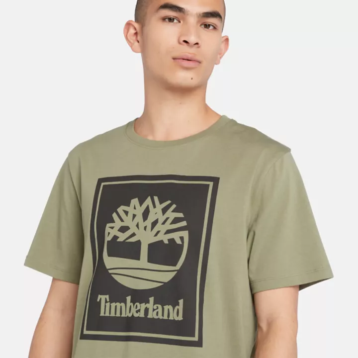 T-shirt à logo bloc pour homme en vert