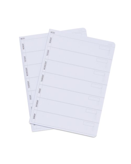 2 recharges planning hebdomadaire A5 pour carnet