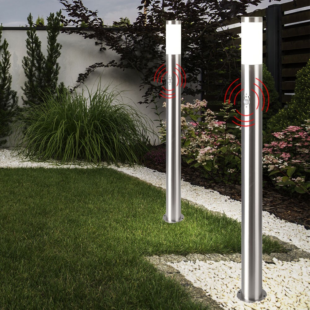 3x Stehleuchte silber, Bewegungsmelder, H 110 cm