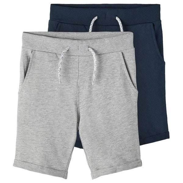 Grey Melange/Dark Sapphire Vermo Lange Sweat Shorts 2-pak Noos