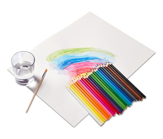 24 Aquarell-Buntstifte in der Dose, inkl. Pinsel