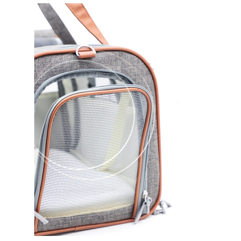 (46x26cm) Haustier Reise Transporttasche Tragetasche   Umhängegurt für Hunde / Katzen - Braun