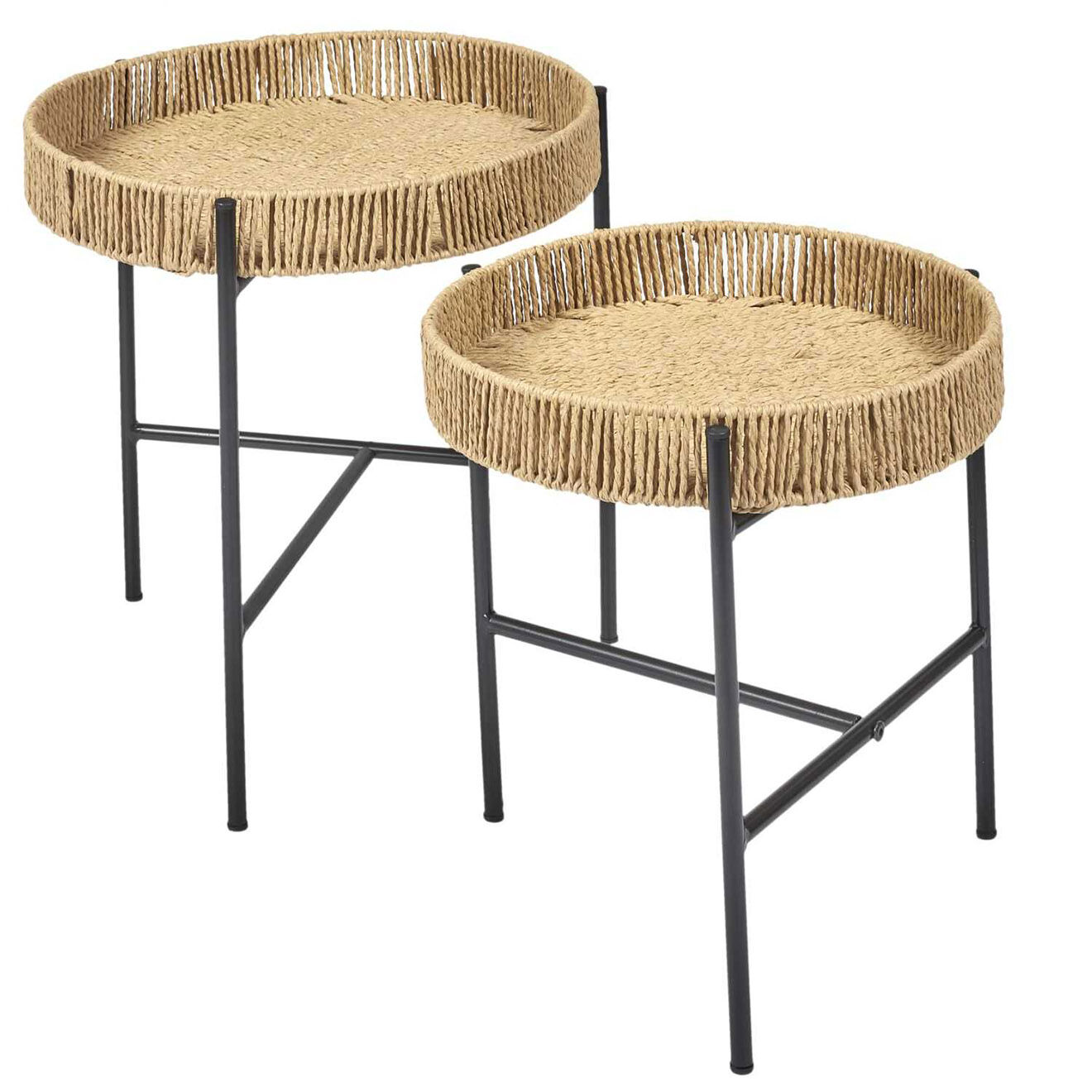 Home Deco Factory 2 Tables gigognes pampa marron/noir