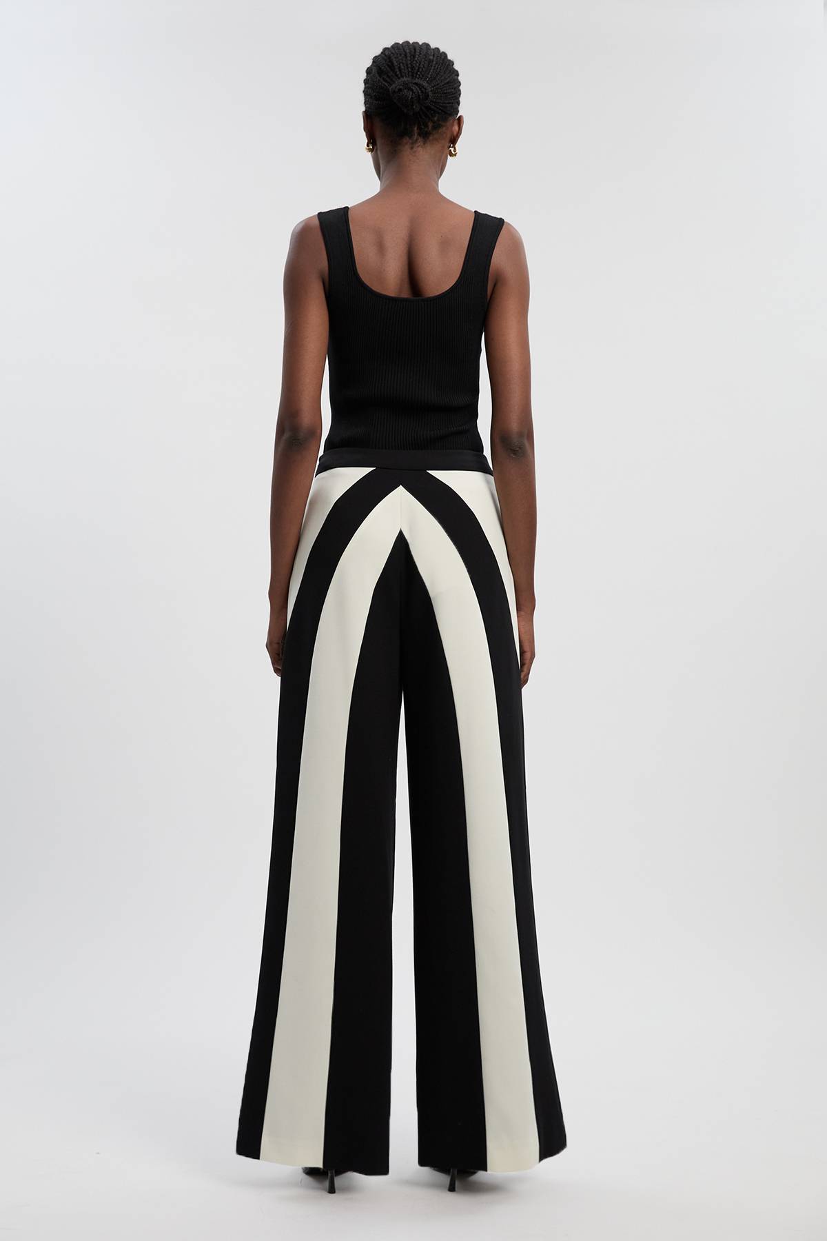 KarenMillen Pantalon Tailleur Large à Blocs de Couleurs en Stretch Compact