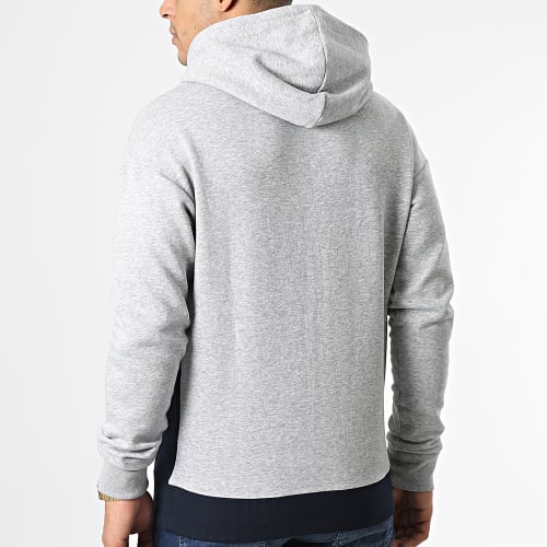Sweat Capuche Copenhagen Blocking Gris Chiné Bleu Marine
