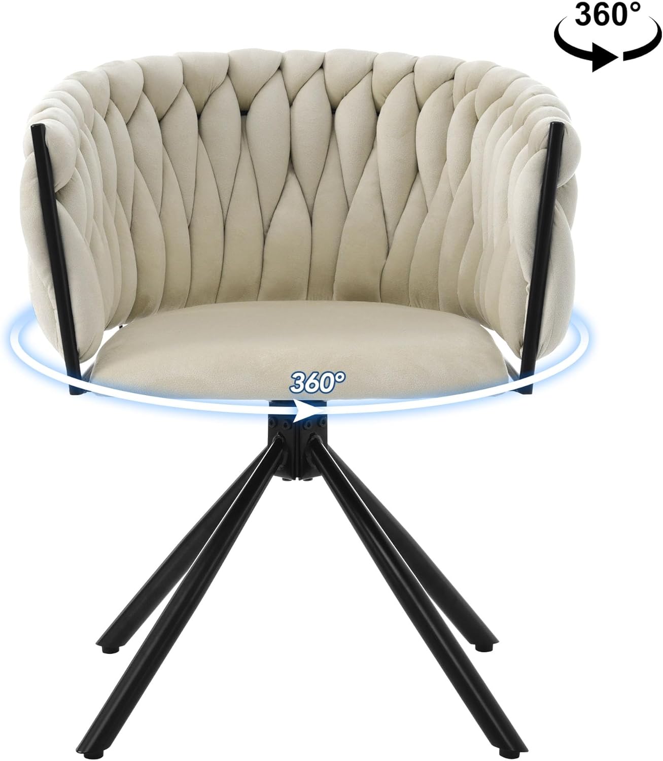 Merax Drehstuhl 6er Set, Moderne Esszimmerstuhl aus Samt, Armlehnstuhl Drehbar mit Metallbeinen, für Esszimmer, Wohnzimmer, Schlafzimmer, Beige