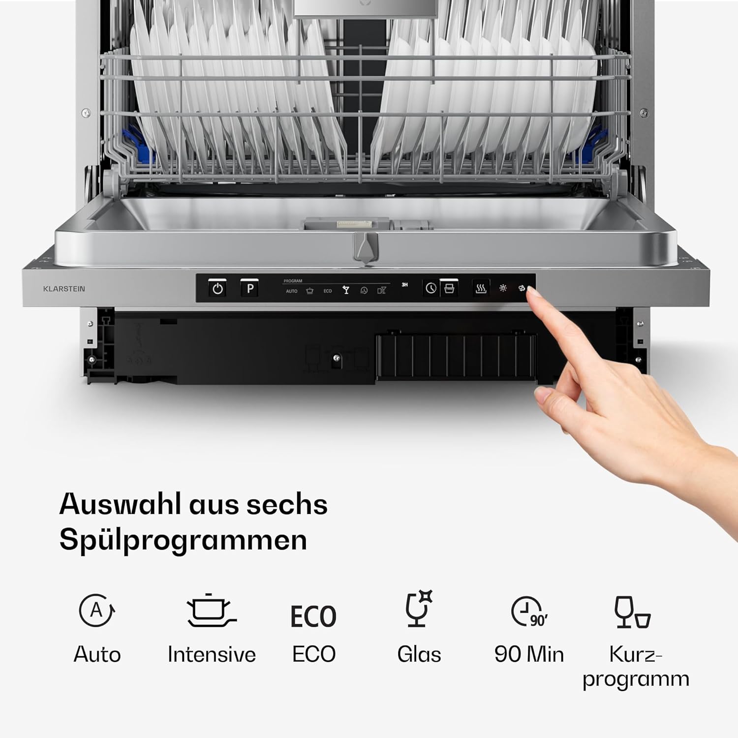 Klarstein Velaire Spülmaschine 60cm - Vollintegriert, 14 Plätze, 6 Programme, 42 dB, A Energieklasse, AquaStop, Einbauspülmaschine, Geschirrspüler