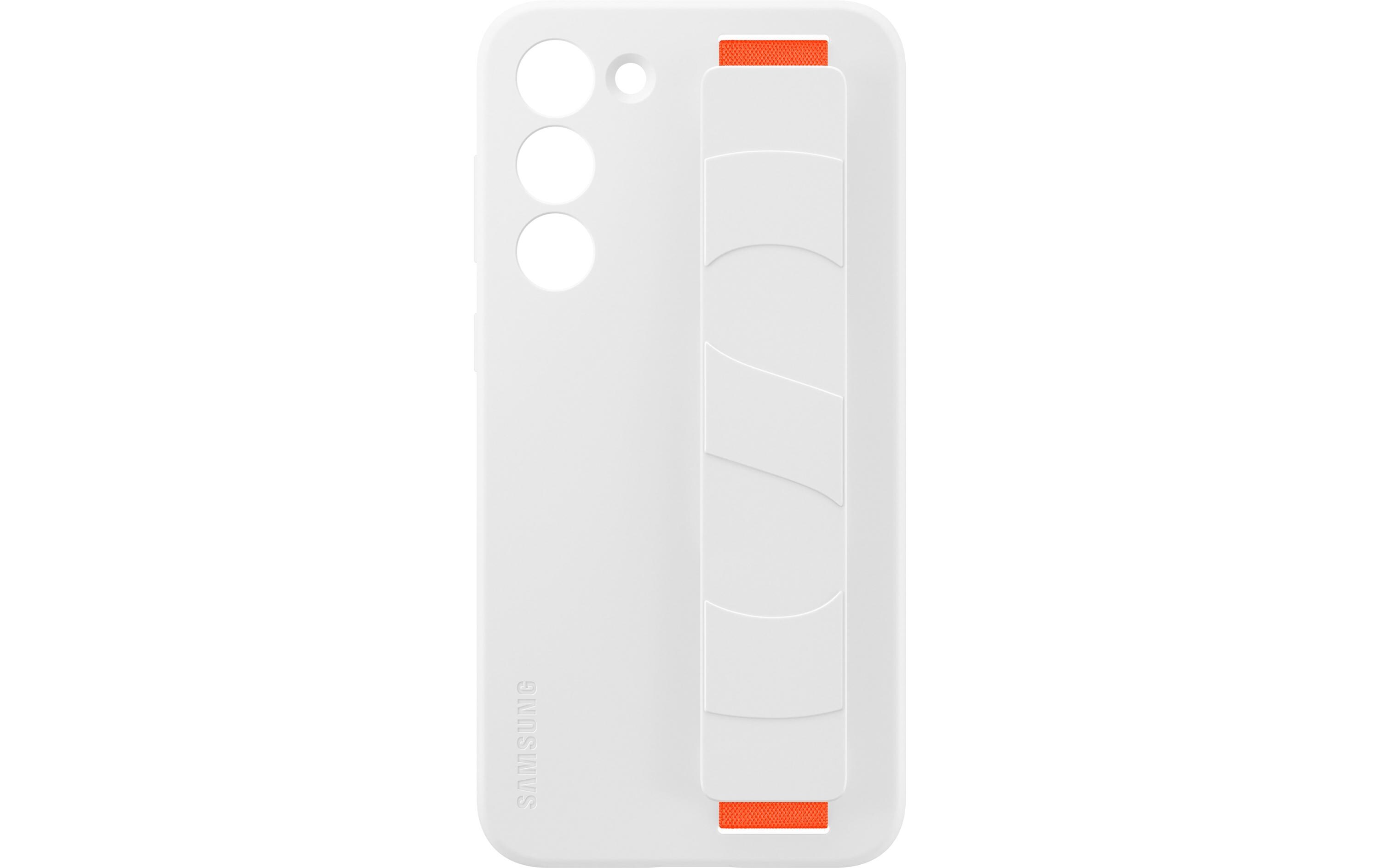 Back Cover Silicone Grip Galaxy S23+ WeissSchutzhülle mit Handriemen für das Samsung Galaxy S23+
