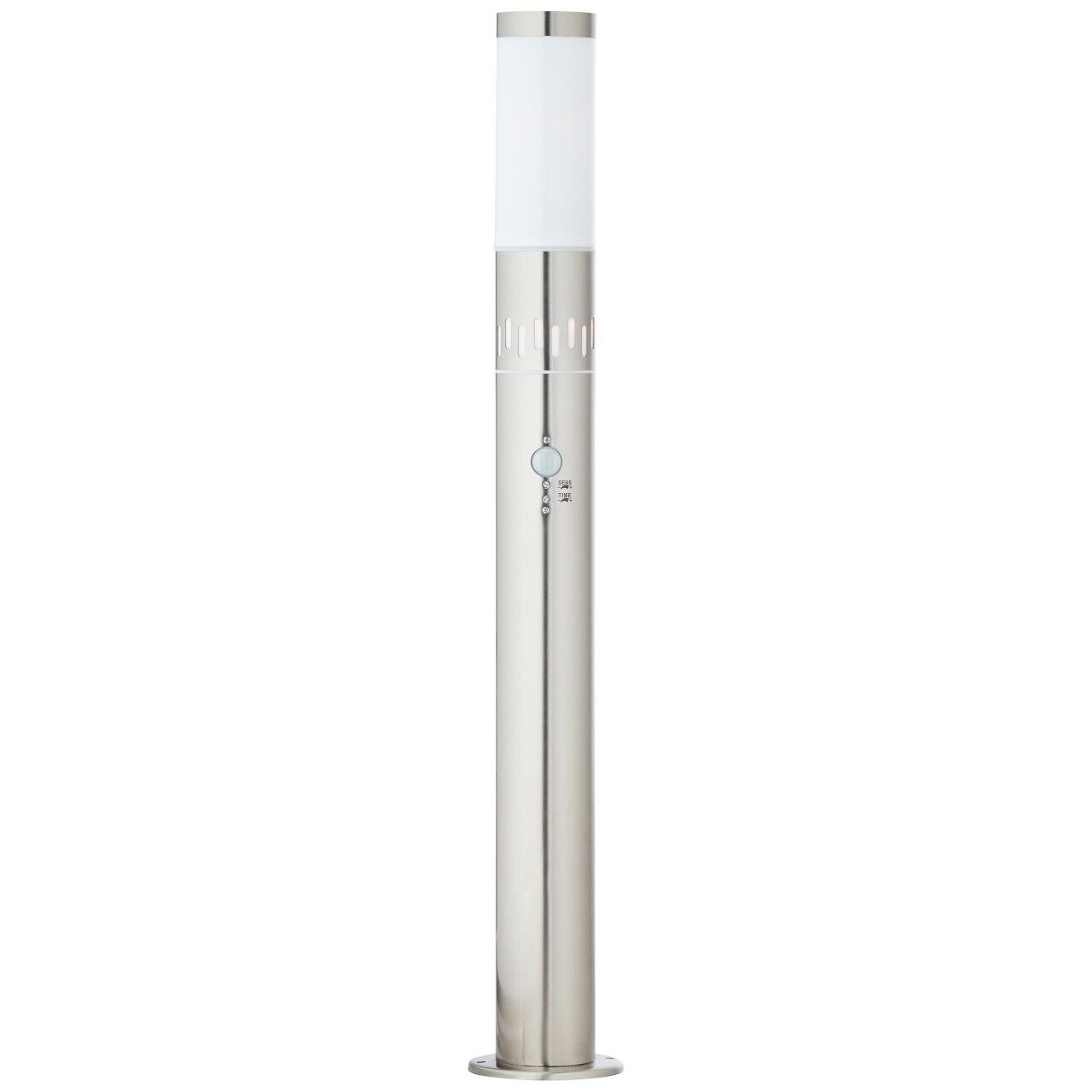 BRILLIANT Lampe, Leigh Außenstandleuchte 80cm Bewegungsmelder edelstahl, 1x A60, E27, 11W, IP-Schutzart: 44 - spritzwassergeschützt