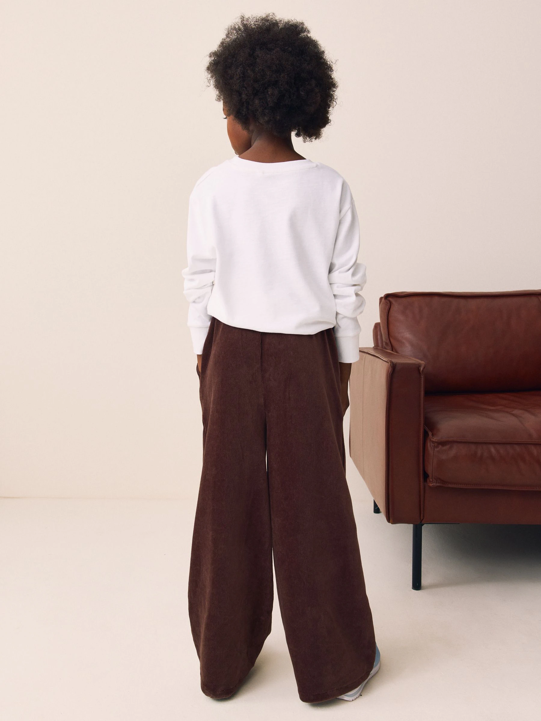 Chocoladebruin - Cord Wide Leg Trousers (3-16yrs)
