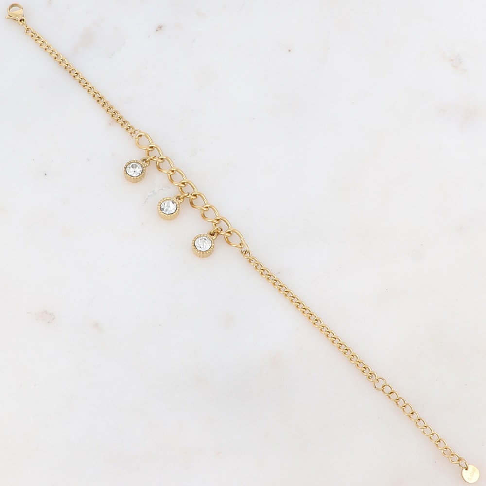 Bracelet - Acier inoxydable doré & zirconiums