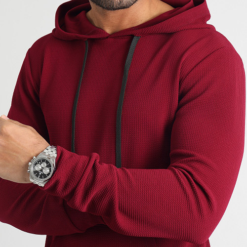 Sweat Capuche Texturé Waffle 0613 Bordeaux