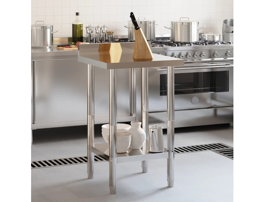VIDAXL - Mobilier de cuisine Table de travail de cuisine avec dosseret 55x55x93 cm inox