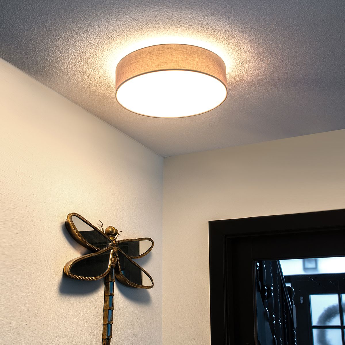 Plafondlamp grijs 40 cm incl. LED - Drum LED
