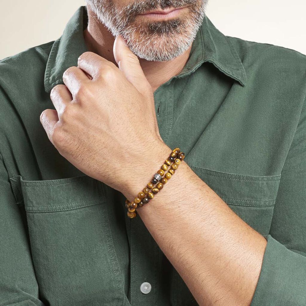 Bracelet Double Tour Boules Acier Gris Lachlan