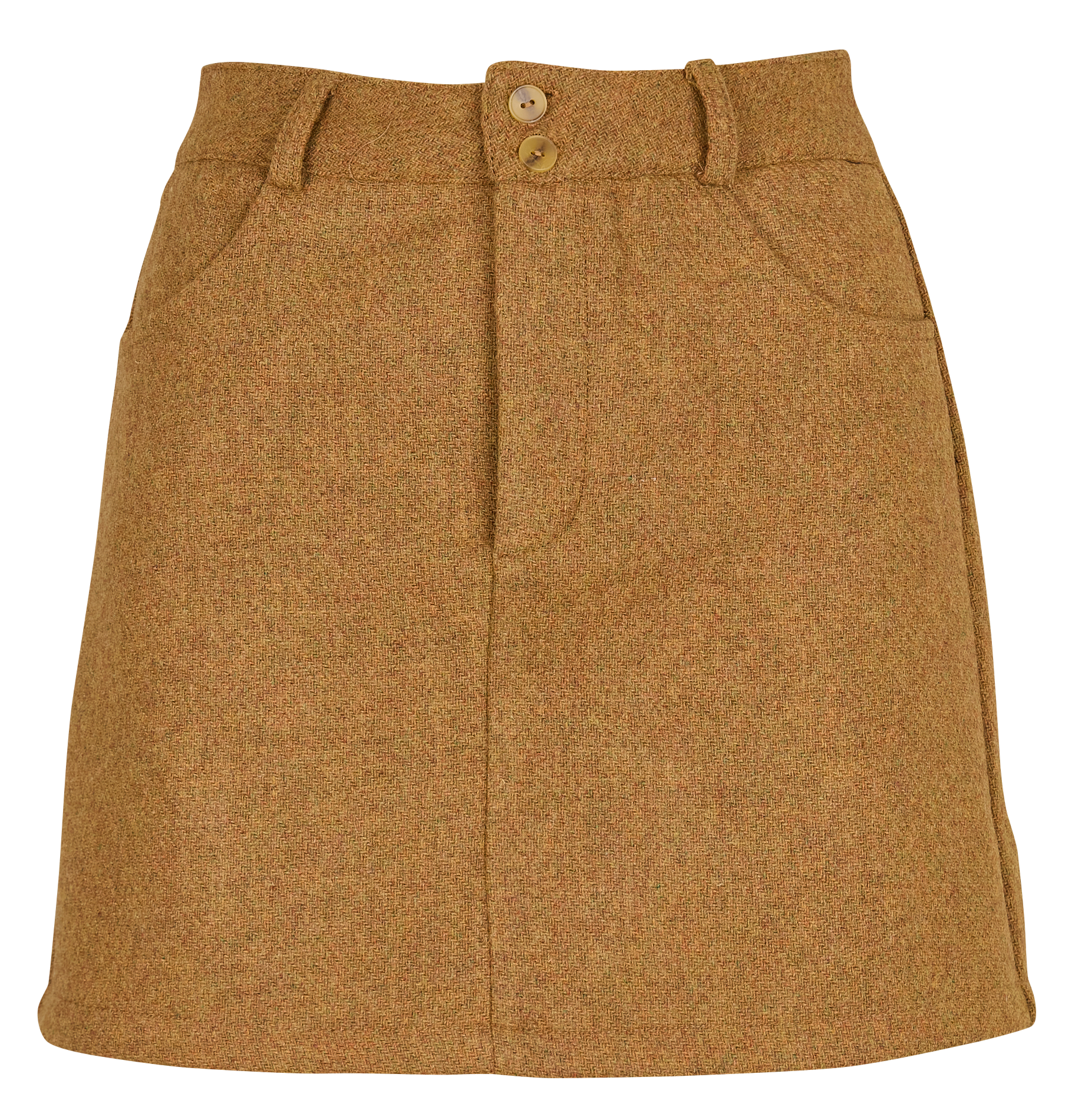 Jupe droite en laine | Marron