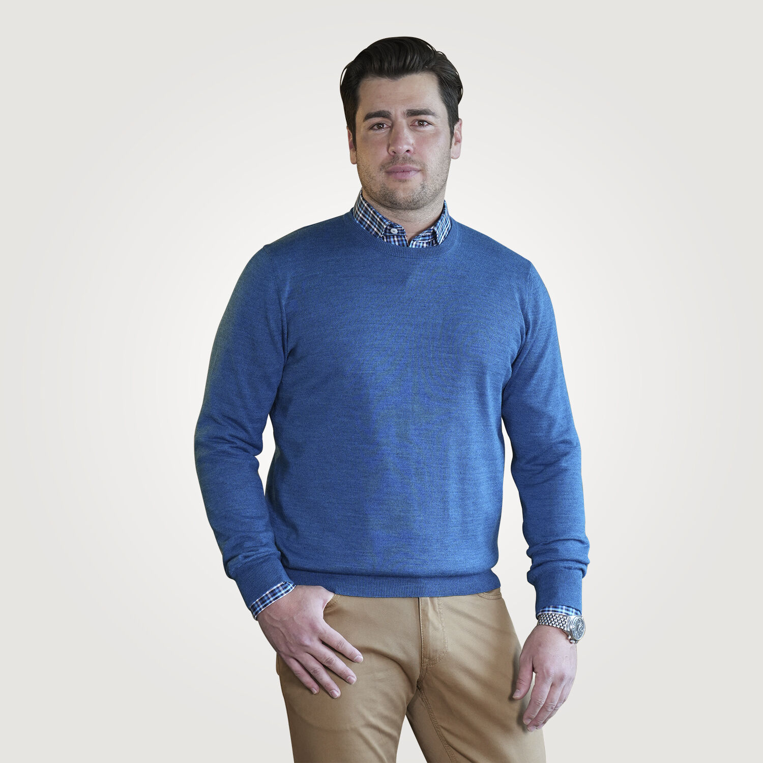Rundhals-Pullover mit Merinowolle für Herren