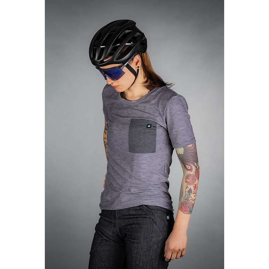 Biehler Gravel Fietsshirt Korte Mouwen Grijs/Melange Dames