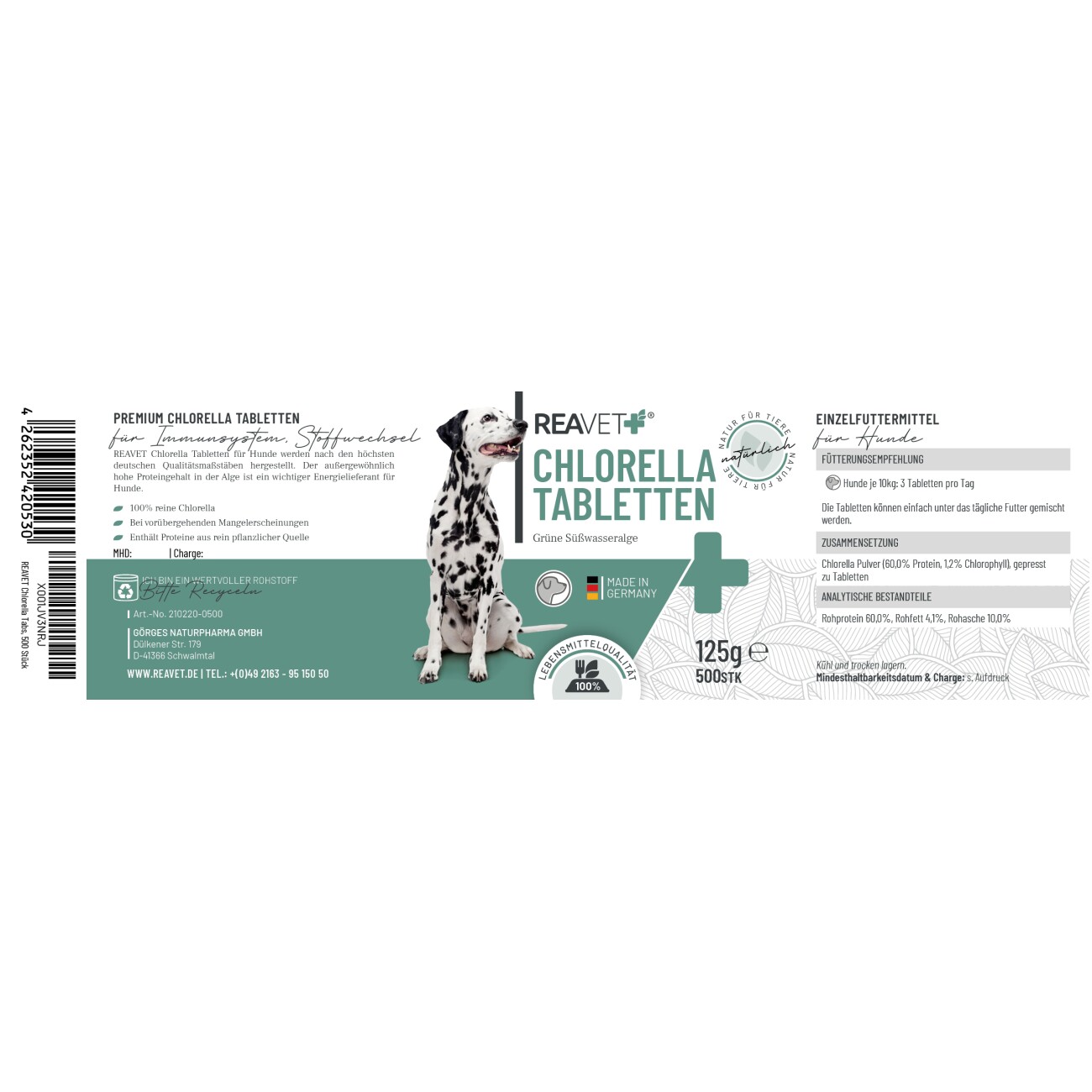 REAVET Chlorella Tabletten 500Stk