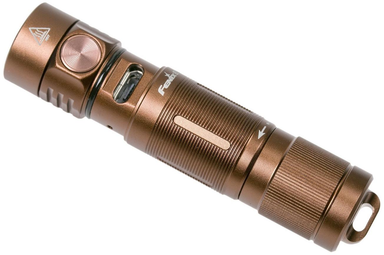 Fenix E05R oplaadbare sleutelhangerzaklamp, bruin