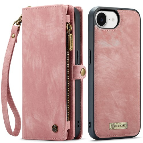 iPhone 16e 2in1 Leder Tasche   Magnet Hardcase Karten Etui - Rosa