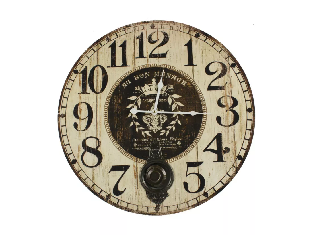 Horloge ancienne balancier au bon ménage Bois Blanc - Décoration d'Autrefois