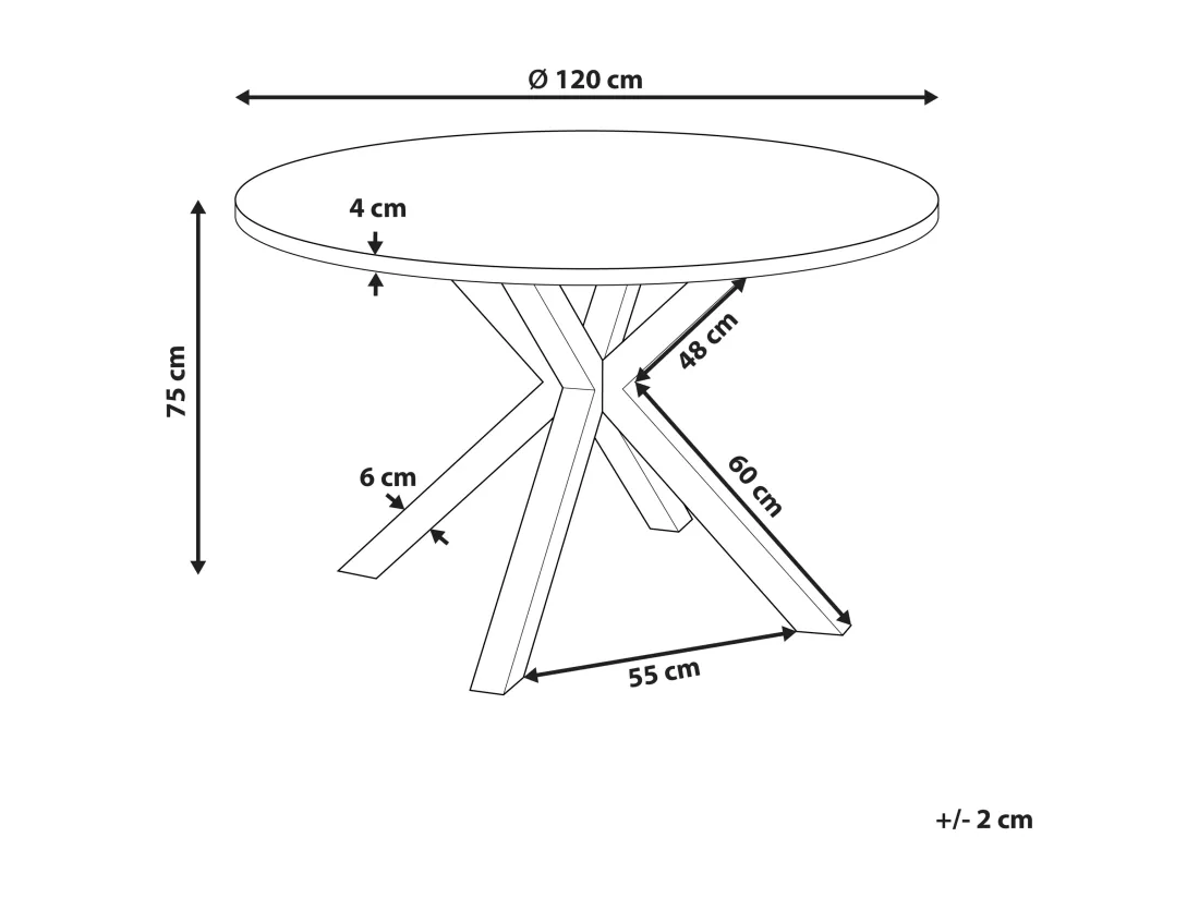 Table de salle à manger de jardin MALETTO 120 cm 120 cm Verre Gris foncé
