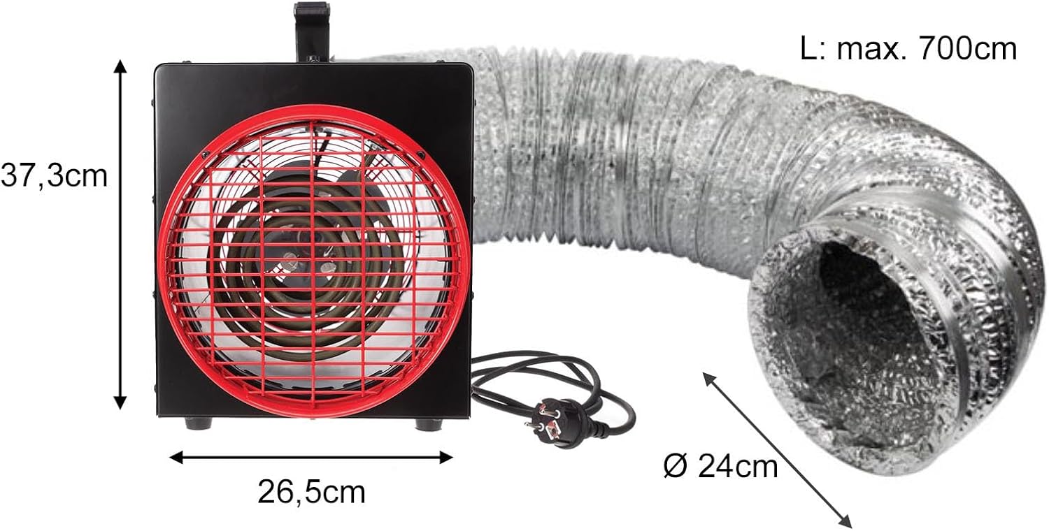 3300 Watt Heizlüfter mit Thermostat & Luftschlauch, elektrische Werkstattheizung