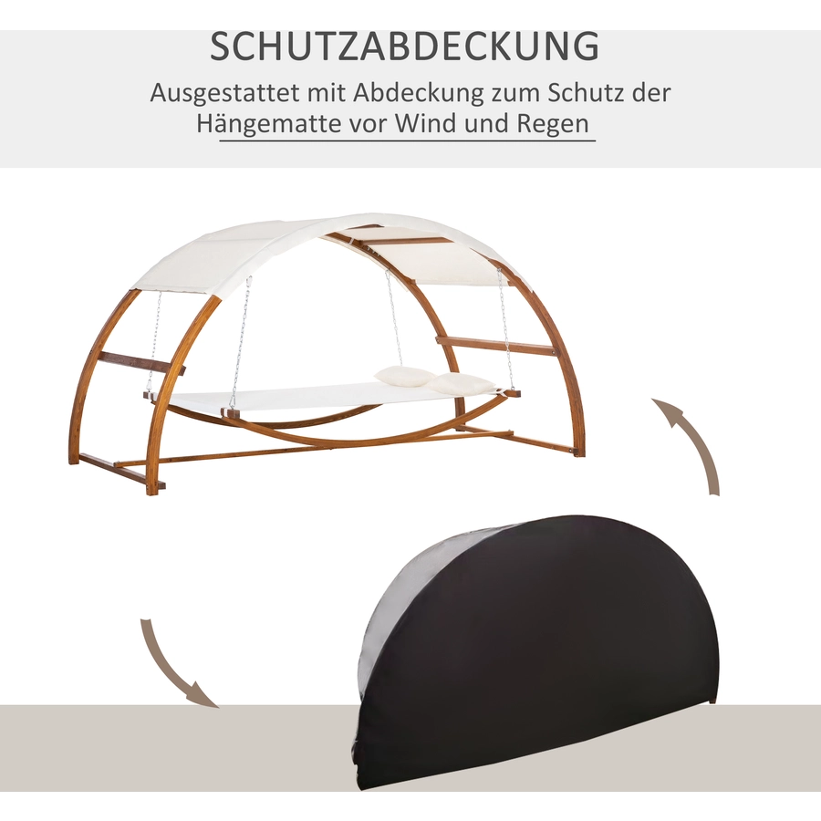 Outsunny Hängematte mit Holz Gestell und Sonnendach bunt