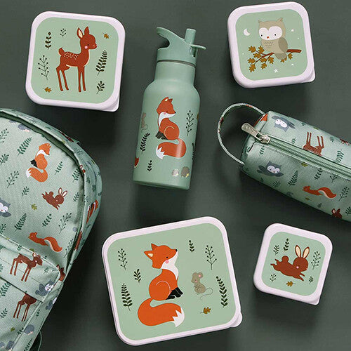 A little lovely company lunchbox set - forest friends - sage - 4st