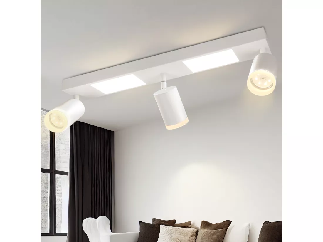 NETTLIFE Spot de plafond 3 ampoules GU10 chambre 3000k 20W blanc chaud orientable