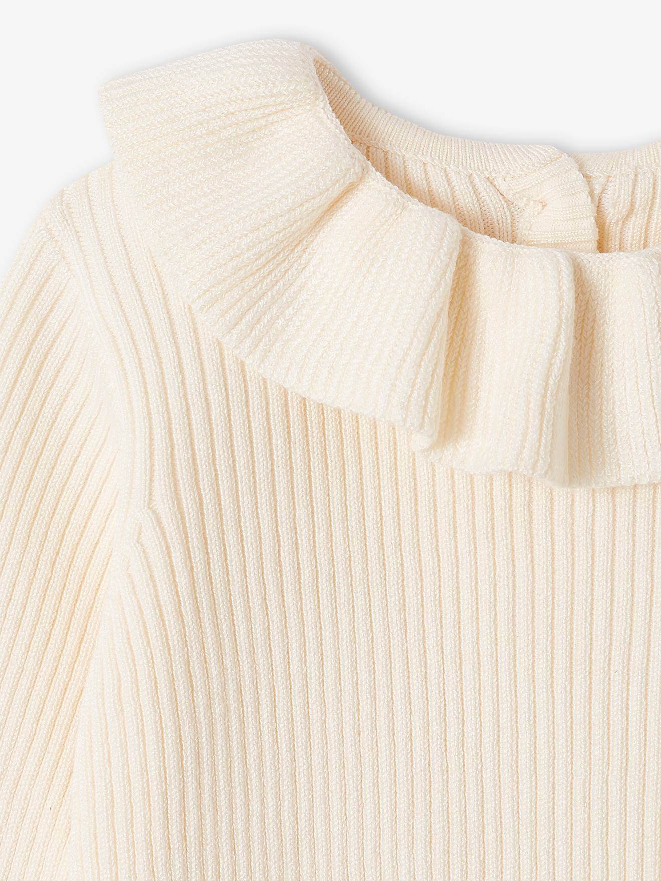 Suéter de bebê com babados, branco-creme