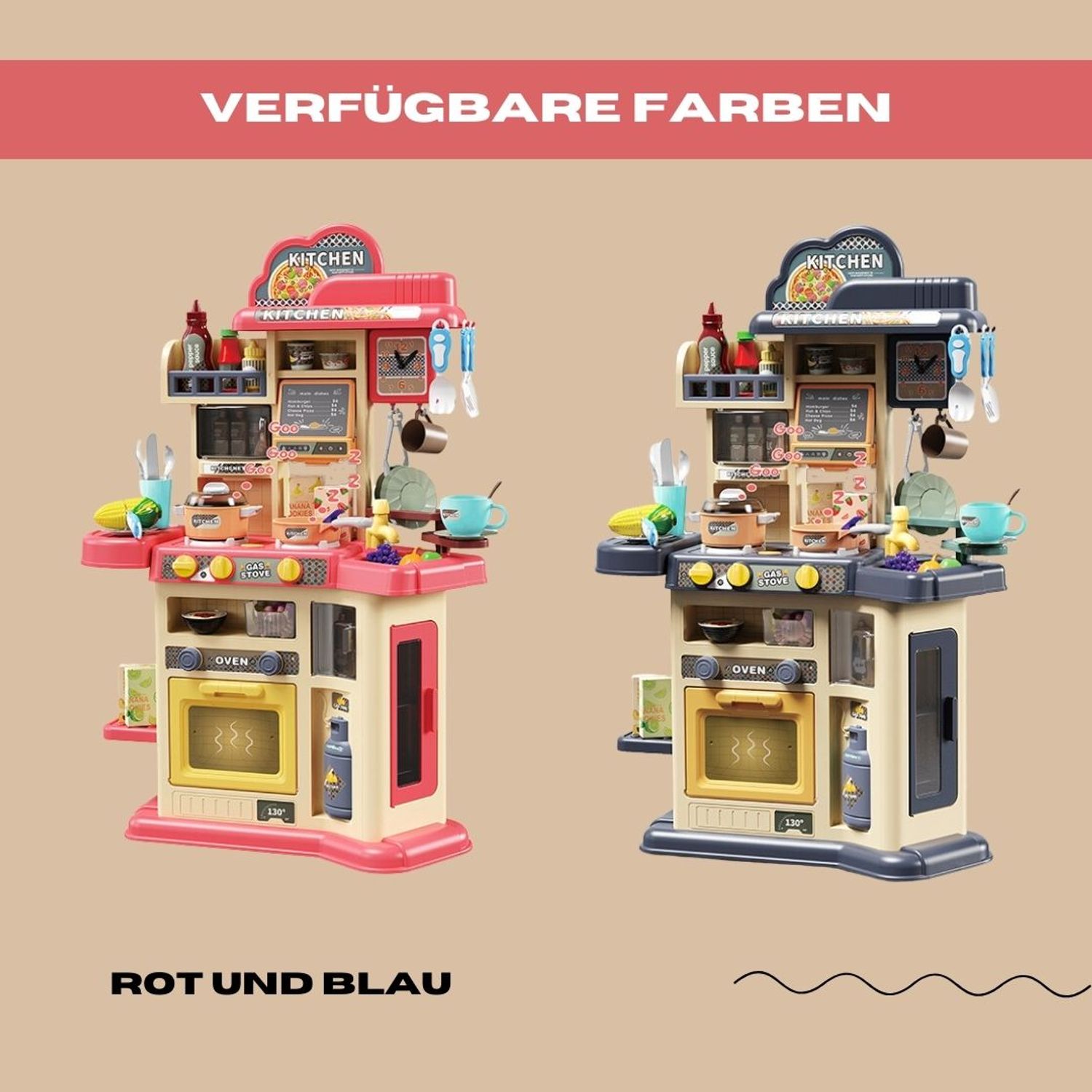 Coemo Kinderküche Joe Spielküche ROT mit viel Zubehör