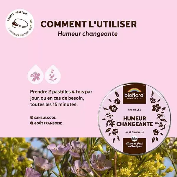 Pastilhas Biofloral para Mudança de Humor, Pastilhas Orgânicas para Emoções, 50g