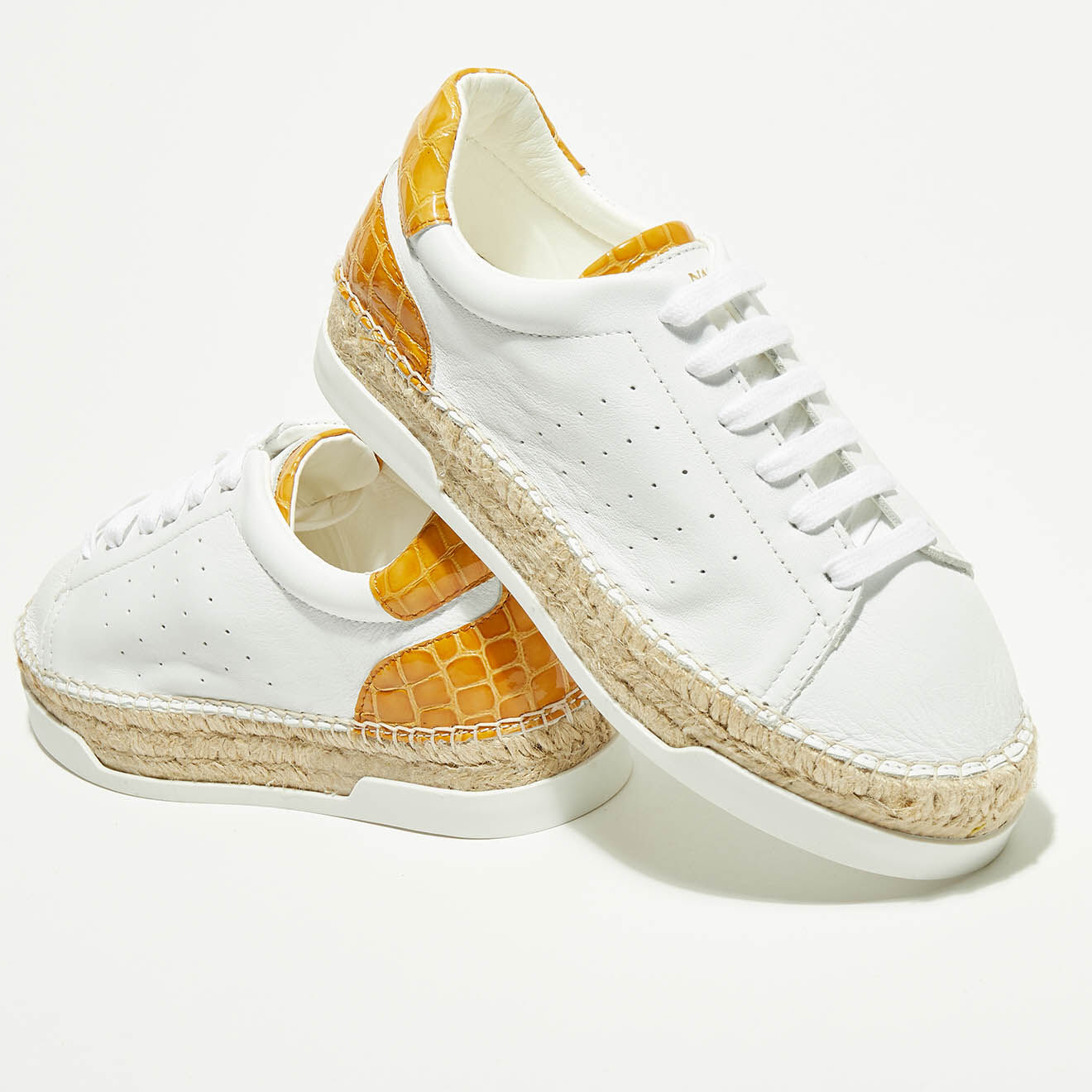 Canal Saint Martin Baskets espadrilles en Cuir Lancry blanc/jaune