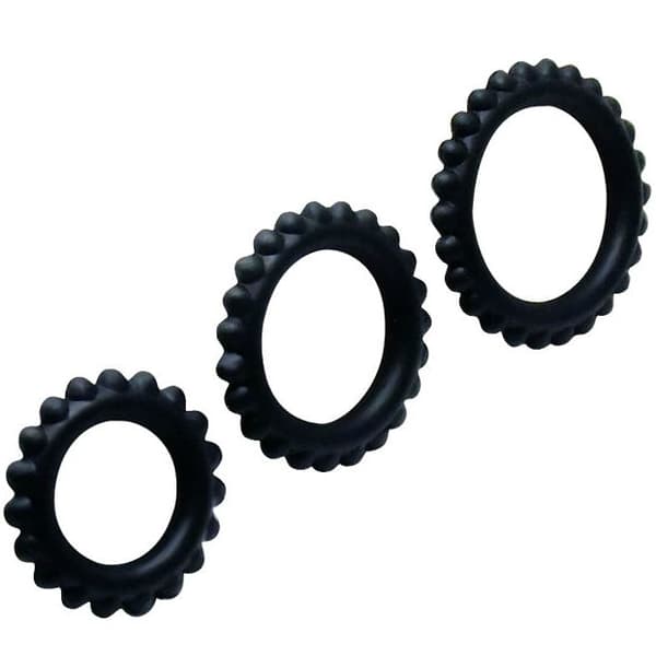 Baile - Titan Sett 3 stk Cock Ring Svart 2,8 + 2,4 + 1,9 Cm