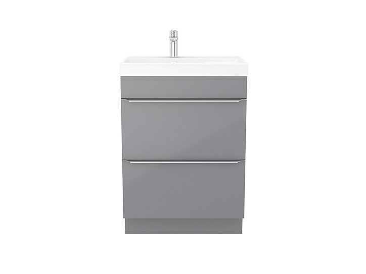 Meuble sous vasque à poser GoodHome Imandra gris 60 cm + plan vasque Mila