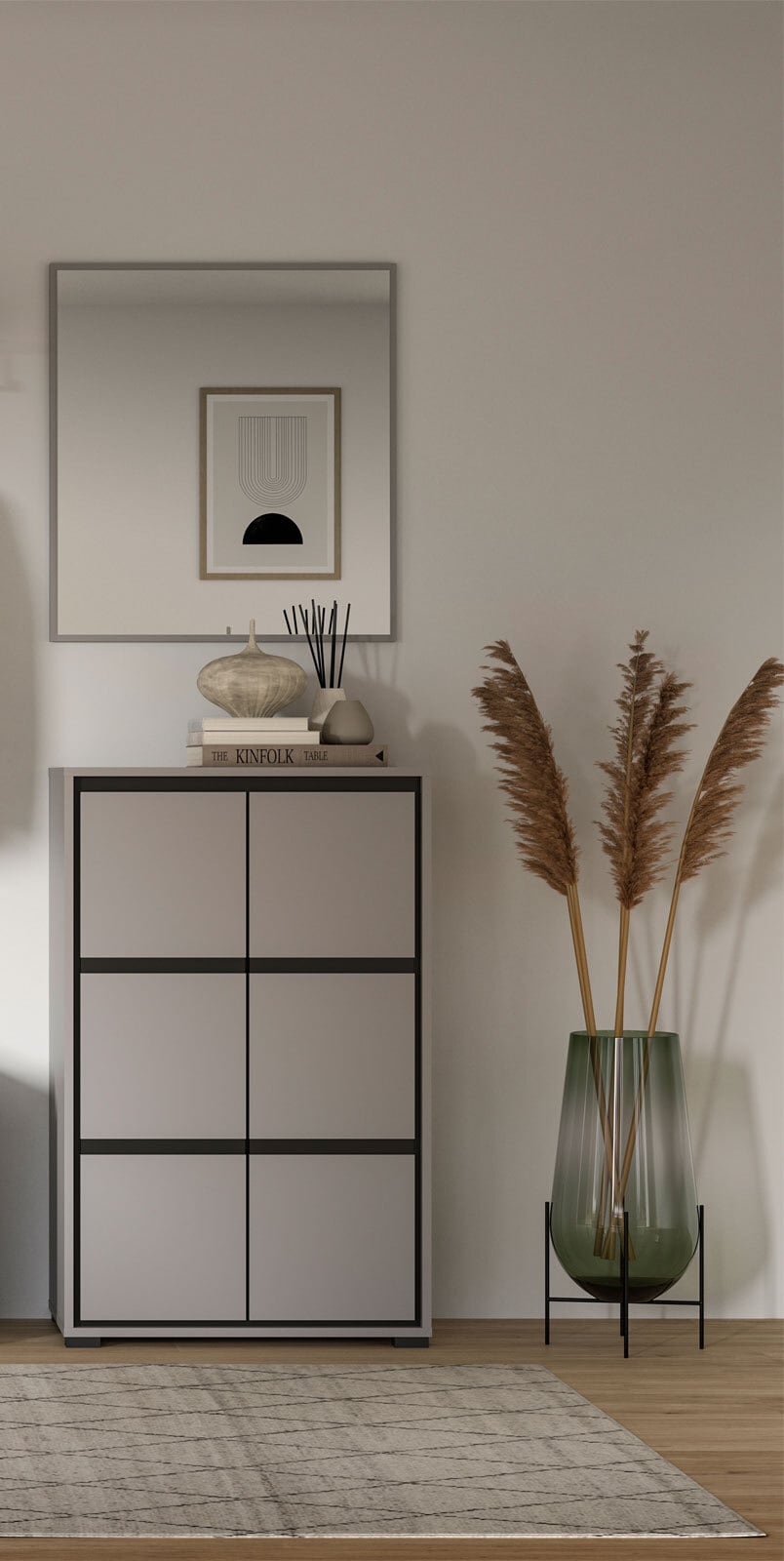 Garderobenkombination Jaru 2-teilig 65 x 196 cm grau/schwarz